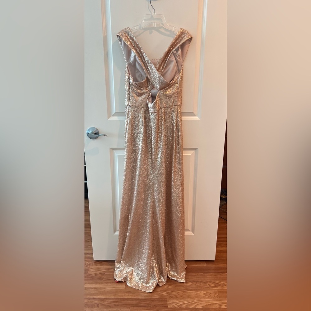 DESSY COLLECTION ELLE SEQUIN DRESS IN ROSE GOLD Size 10 NWT - Picture 7 of 16